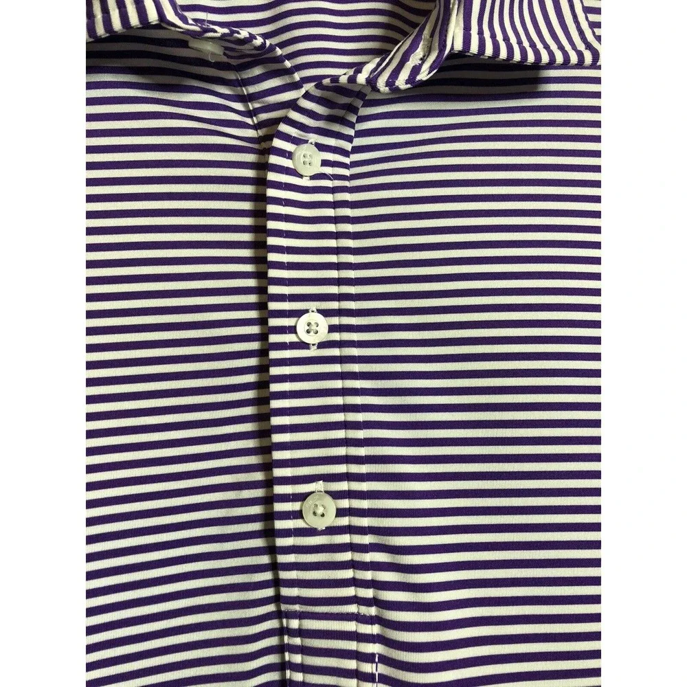 Ralph Lauren RLX Men's Polo Shirt Stripe Purple And White Size XL - Picture 4 of 7